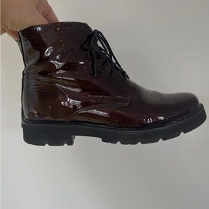 Glossy Burgundy Lace-Up Dorking Boots. Made in Spain